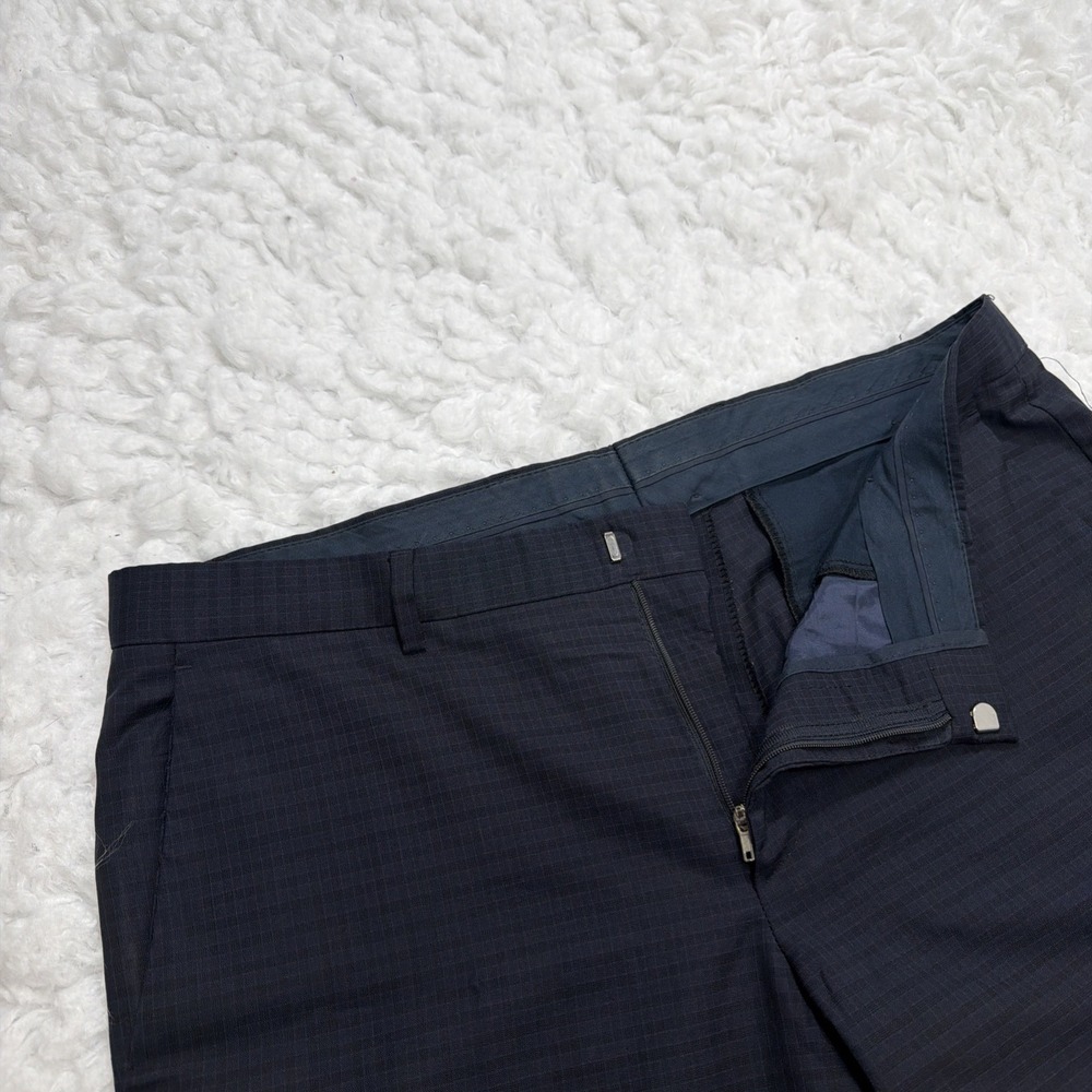 HUGO BOSS Wool Dress Pants Slacks Men 35x29 Blue Checked Office Formal Separates